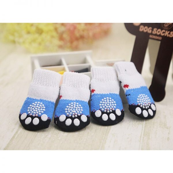 lovely pet Fashion Pets Dogs Socks 4Pcs Cute Puppy Dogs Pet Knits Socks Anti Slip Skid Bottom 4