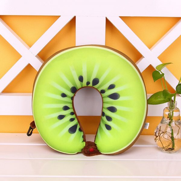 1pcs 6 Colors Fruit U Shaped Pillow Protect the Neck Travel Watermelon Lemon Kiwi Orange Pillows Cushion 5