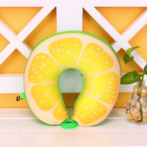 1pcs 6 Colors Fruit U Shaped Pillow Protect the Neck Travel Watermelon Lemon Kiwi Orange Pillows Cushion 4