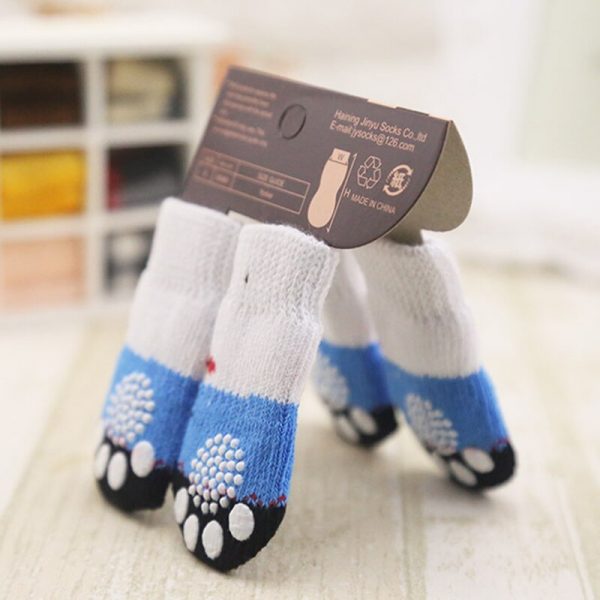 lovely pet Fashion Pets Dogs Socks 4Pcs Cute Puppy Dogs Pet Knits Socks Anti Slip Skid Bottom 3