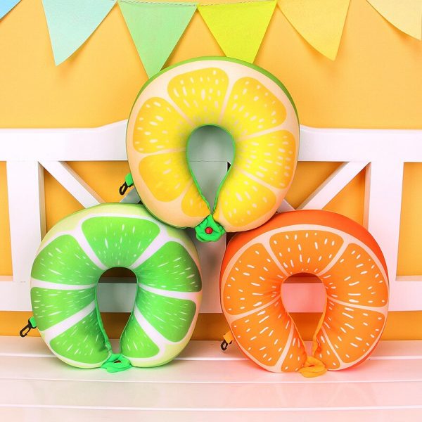 1pcs 6 Colors Fruit U Shaped Pillow Protect the Neck Travel Watermelon Lemon Kiwi Orange Pillows Cushion 1