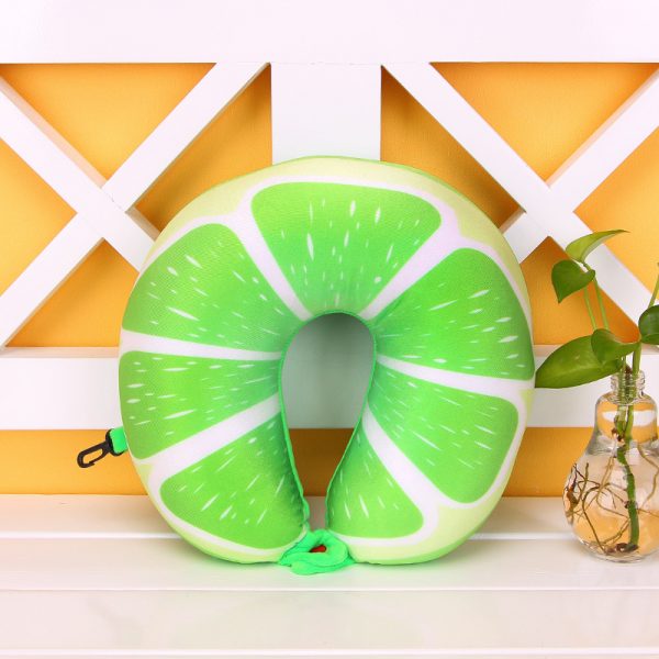 1pcs 6 Colors Fruit U Shaped Pillow Protect the Neck Travel Watermelon Lemon Kiwi Orange Pillows Cushion 3